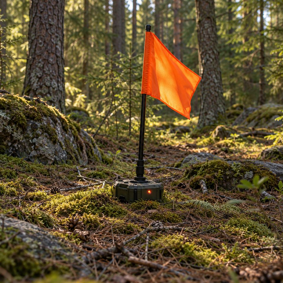 Basis verdedigen tijdens een lasergame in het bos Basis verdedigen tijdens een lasergame in het bos